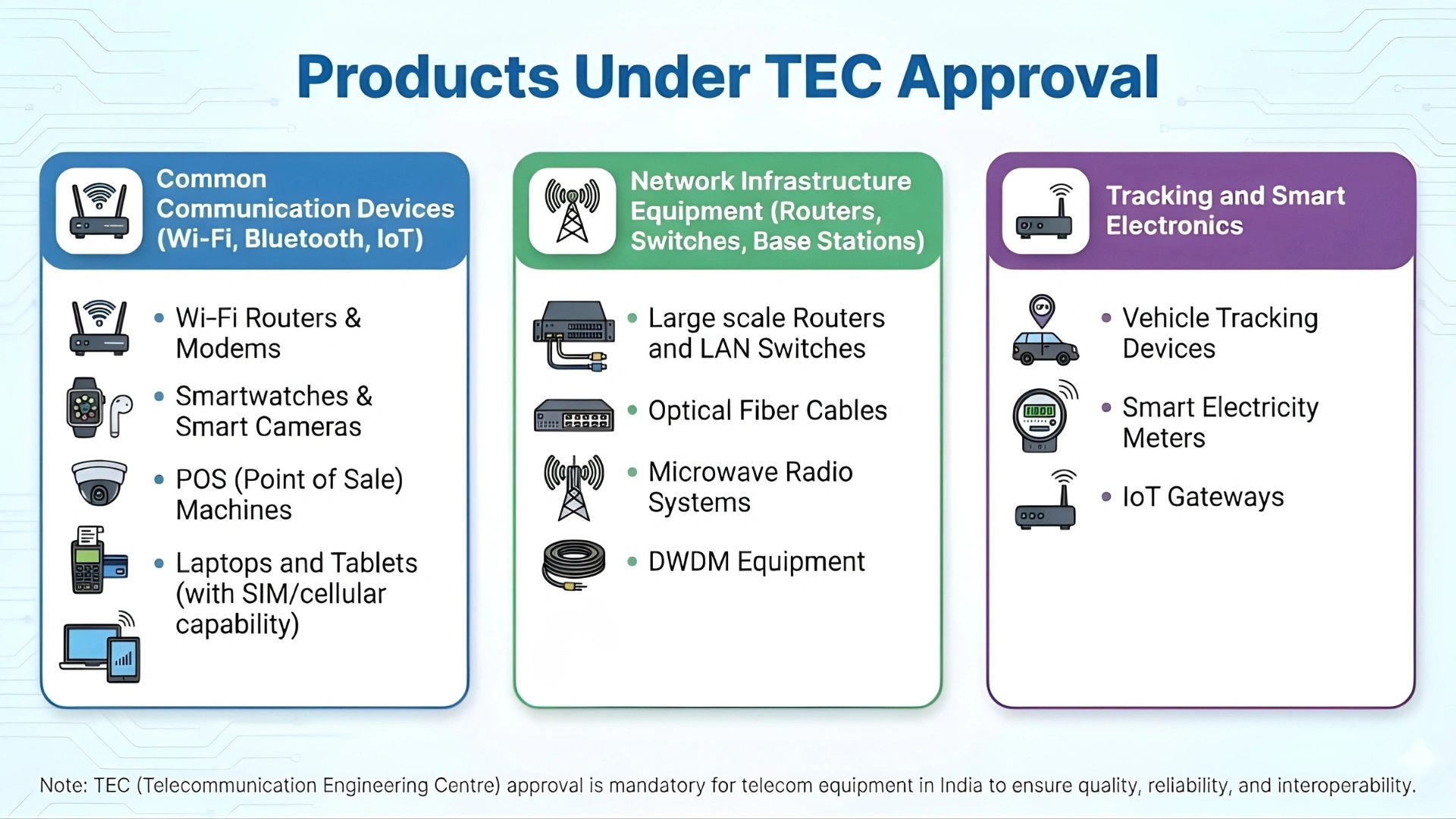 products under tec approval